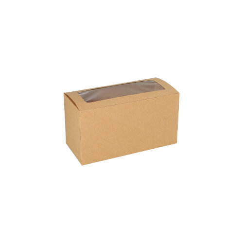 Cupcake-Kartons eckig 10 cm x 18,5 cm x 8,5 cm mit Sichtfenster aus PLA Cupcake-Kartons eckig 10 cm x 18,5 cm x 8,5 cm mit Sichtfenster aus PLA