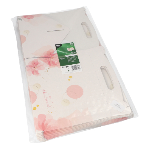 Gebäck-Kartons, Pappe eckig 26 cm x 22 cm x 9 cm rosé mit Tragegriff
