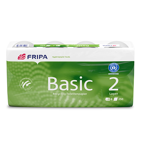 Rollen Toilettenpapier, 2-lagiges Tissue Ø 12 cm · 11,5 cm x 9,8 cm weiss "Basic" 400 Blatt