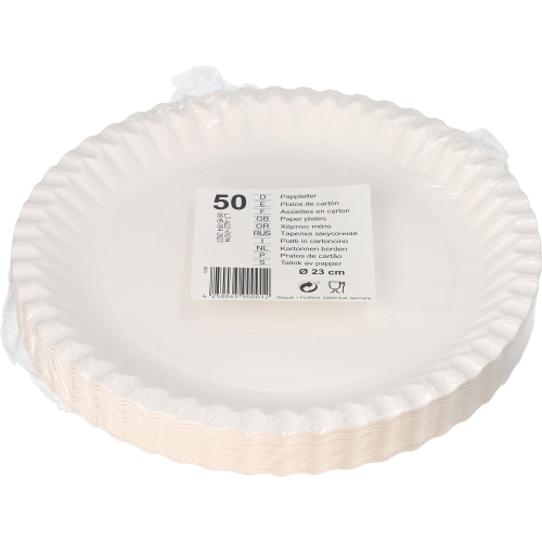 Teller, Pappe rund Ø 23 cm weiss