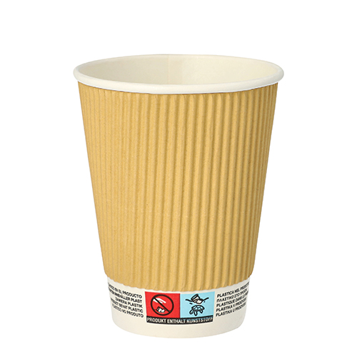 Trinkbecher, Pappe 0,3 l Ø 9 cm · 11 cm natur Ripple Wall