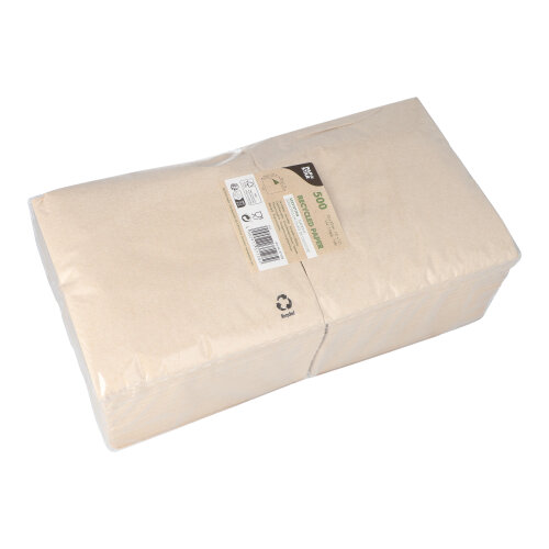 Servietten, 1-lagig 1/4-Falz 33 cm x 33 cm natur aus recyceltem Papier