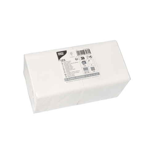 Servietten, 2-lagig "PUNTO" 1/4-Falz 20 cm x 20 cm weiss
