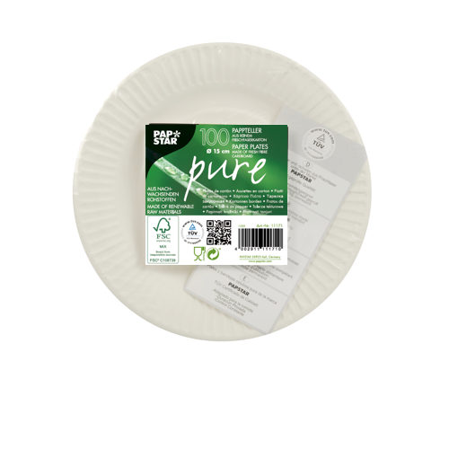 Teller, Pappe "pure" rund Ø 15 cm weiss