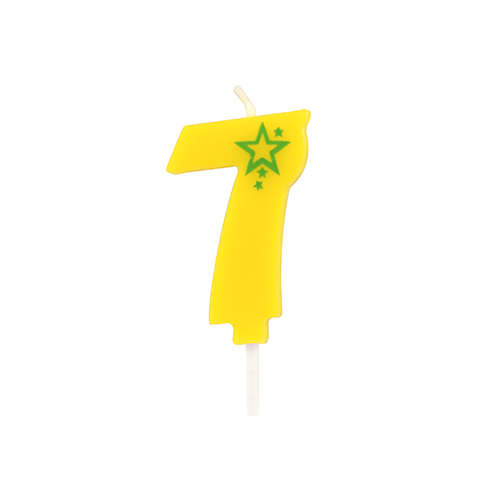 Zahlenkerze, Mini 6,8 cm gelb "7"