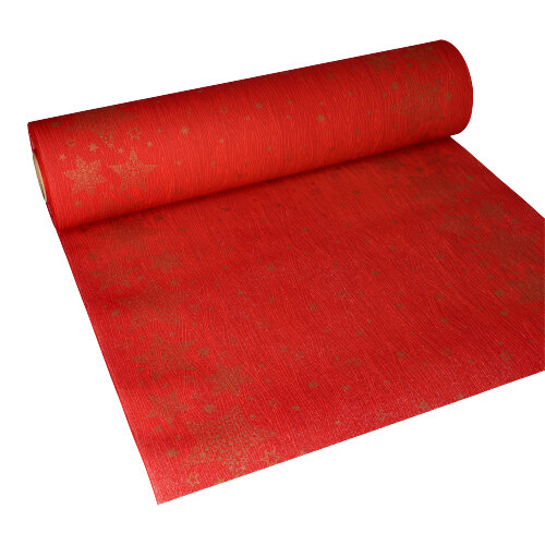 Tischläufer, stoffähnlich, Airlaid 24 m x 40 cm rot "Christmas Shine"