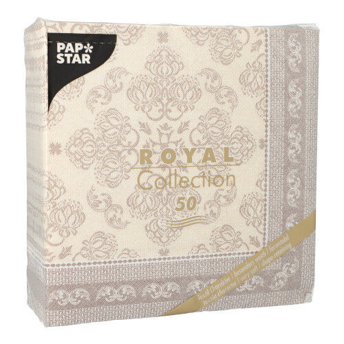 Servietten "ROYAL Collection" 1/4-Falz 40 cm x 40 cm mocca "Arabesque"