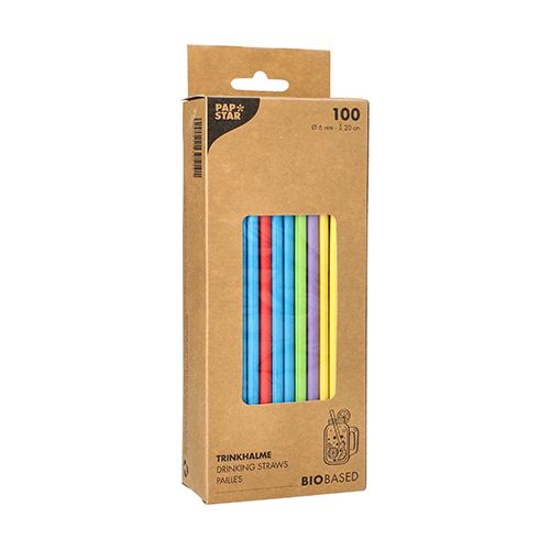Trinkhalme, Papier Ø 6 mm · 20 cm farbig sortiert