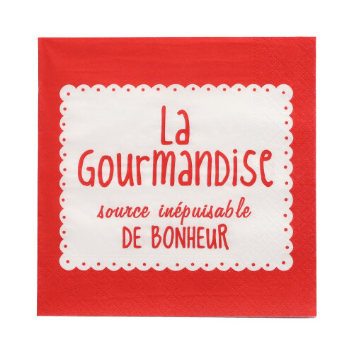 Servietten, 3-lagig 1/4-Falz 33 cm x 33 cm rot "La Gourmandise"
