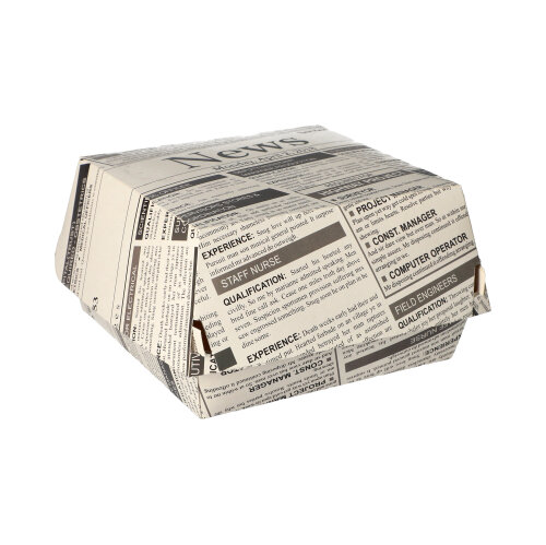 Burgerboxen, Pappe 7,8 cm x 11 cm x 11,5 cm "Newsprint" groß