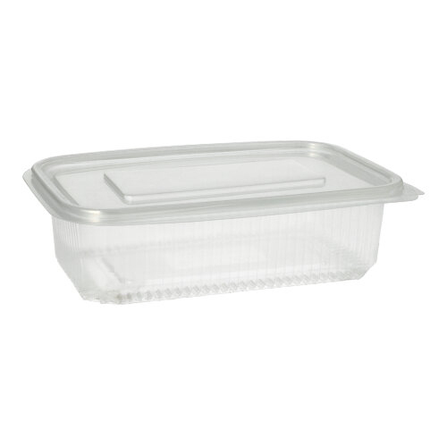 Verpackungsbecher mit Klappdeckeln, PP rechteckig 750 ml 5,3 cm x 13 cm x 19 cm transparent