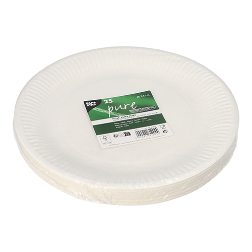Teller, Pappe "pure" rund Ø 26 cm weiss extra stark