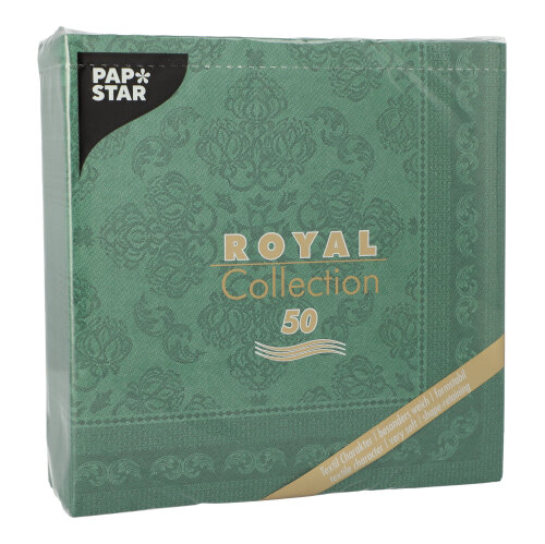 Servietten "ROYAL Collection" 1/4-Falz 40 cm x 40 cm dunkelgrün "Arabesque"
