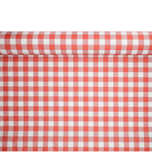 Papiertischtuch mit Damastprägung 50 m x 1 m rot "Vichy Karo"