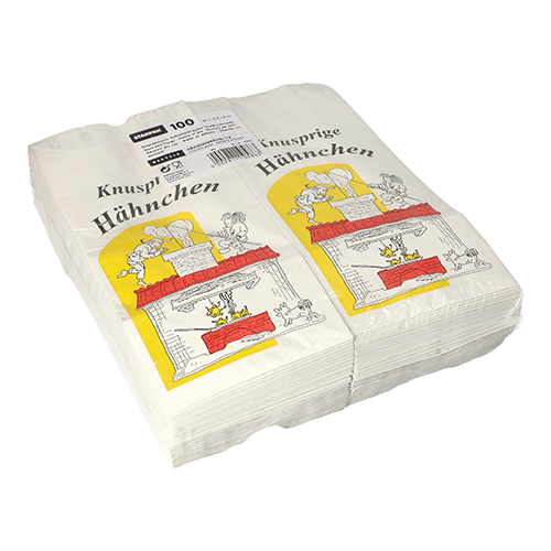 Hähnchenbeutel, Papier mit Alu-Einlage 24 cm x 10,5 cm x 6 cm "Max & Moritz" 1/2