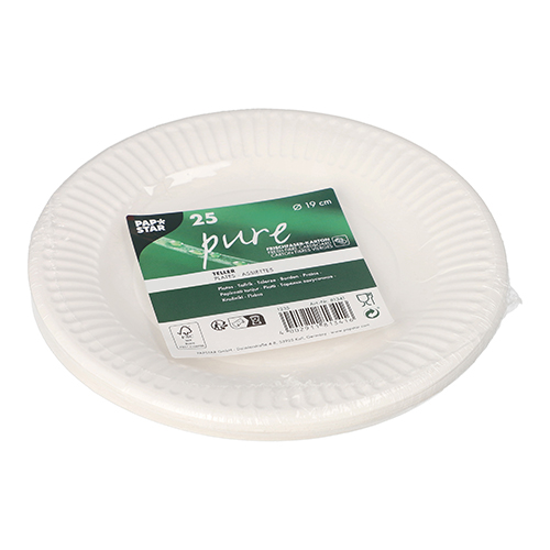 Teller, Pappe "pure" rund Ø 19 cm weiss