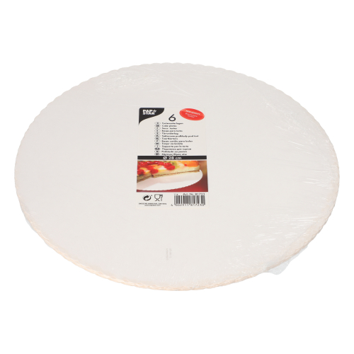Tortenunterlagen, Pappe rund Ø 28 cm weiss beschichtet, mit gezacktem Rand