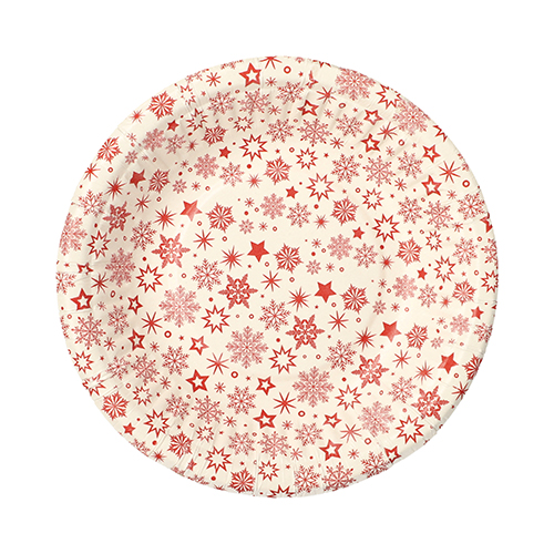 Schalen, Pappe rund Ø 19 cm · 3 cm weiss "Snöflinga"