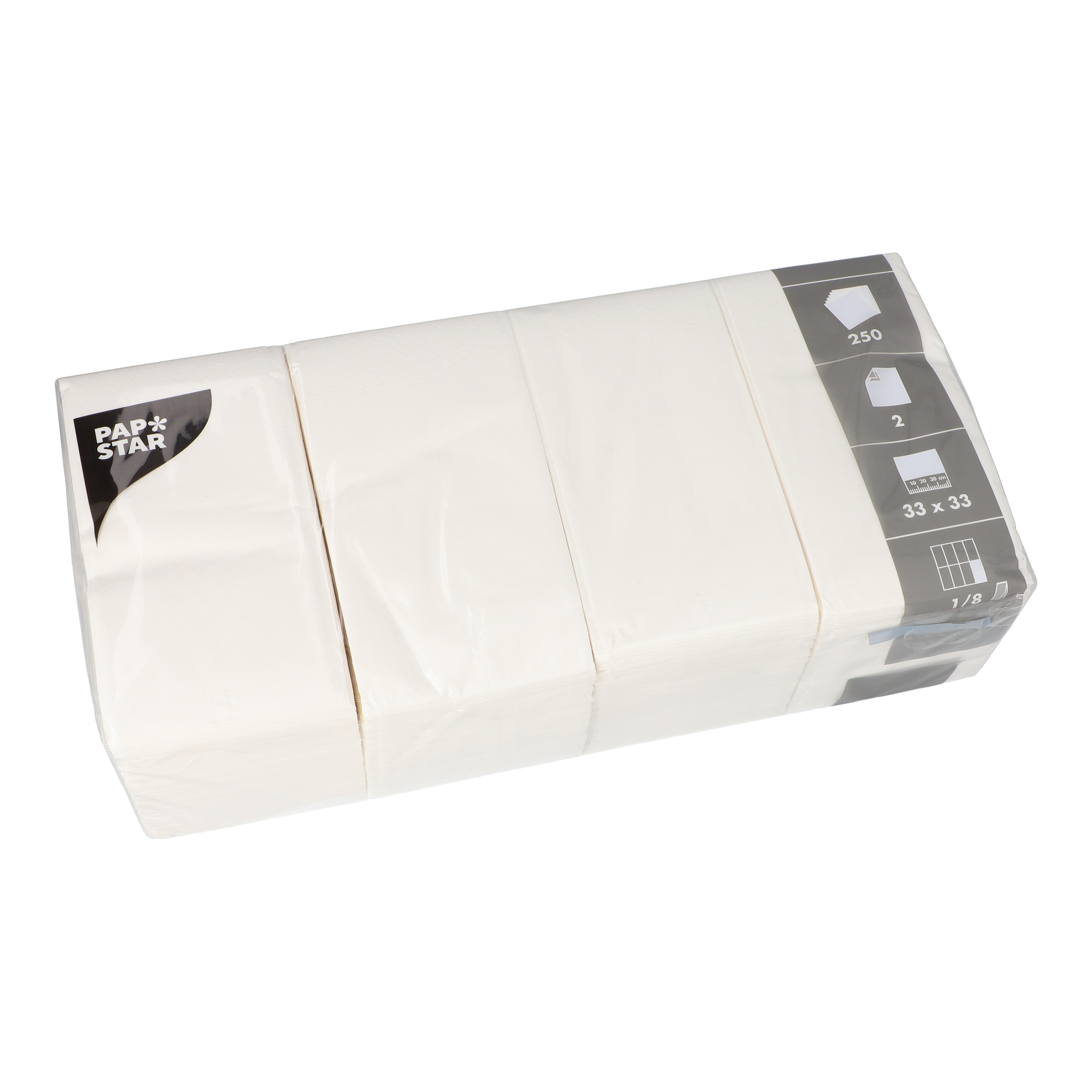 Servietten, 2-lagig 1/8-Falz 33 cm x 33 cm weiss