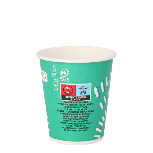 Trinkbecher für Kaltgetränke, Pappe 0,2 l Ø 8 cm · 8,8 cm grün "Rays"