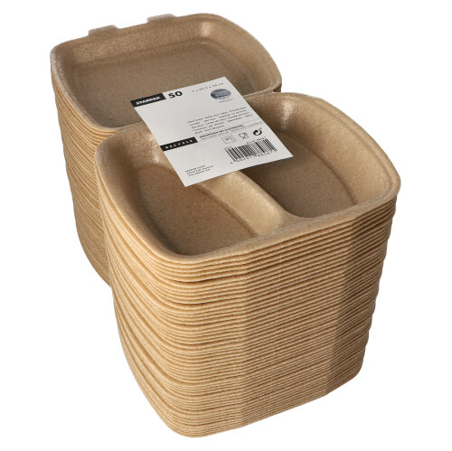 Menüboxen mit Klappdeckel, XPP 2-geteilt 7 cm x 20,5 cm x 24 cm beige