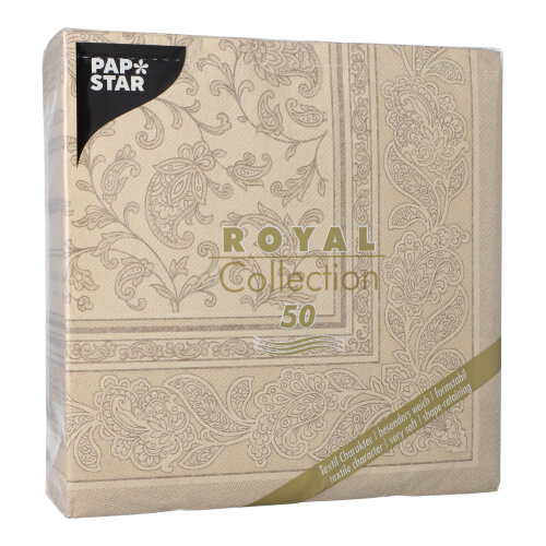 Servietten "ROYAL Collection" 1/4-Falz 40 cm x 40 cm sand "Ornaments"