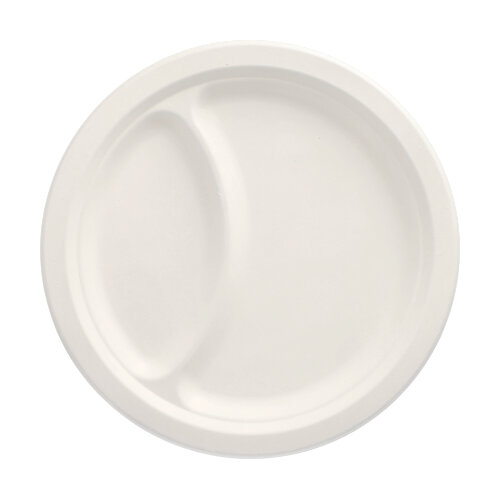 Teller, Zuckerrohr "pure" 2-geteilt Ø 23 cm · 2 cm weiss