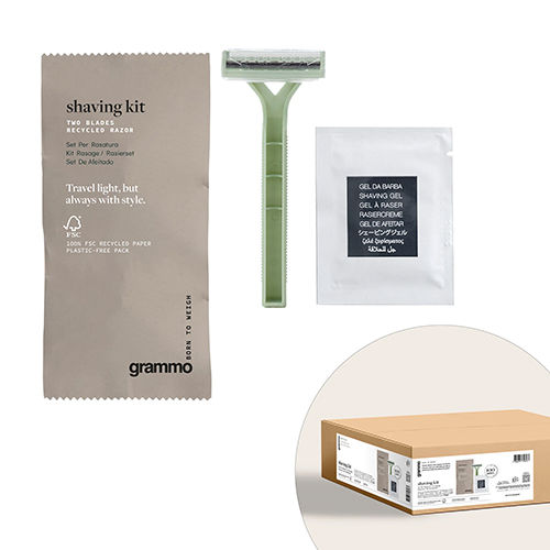Rasier-Sets inkl. Rasiergel "grammo" 15 cm x 7,5 cm x 2 cm im Flow Pack