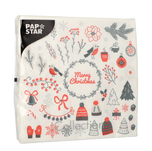 Servietten, 3-lagig 1/4-Falz 33 cm x 33 cm "Winter Symbols"
