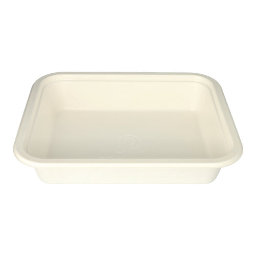 Gastronorm-Behälter GN 1/2 Zuckerrohr, PLA beschichtet eckig 4 l 6,5 cm x 32,5 cm x 26,5 cm weiss