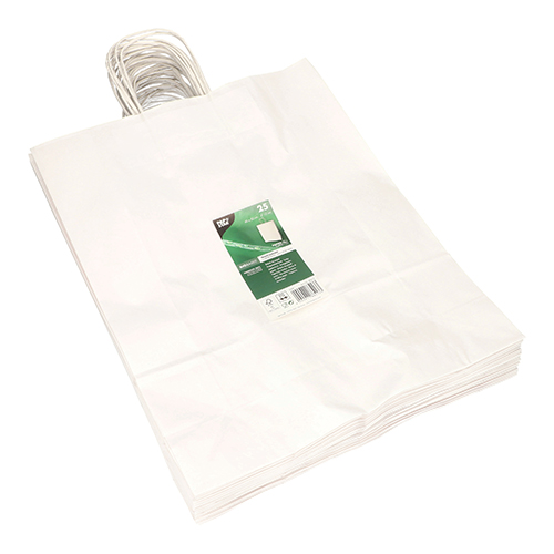 Tragetaschen, Papier 40 cm x 32 cm x 12 cm weiss mit gedrehtem Tragegriff