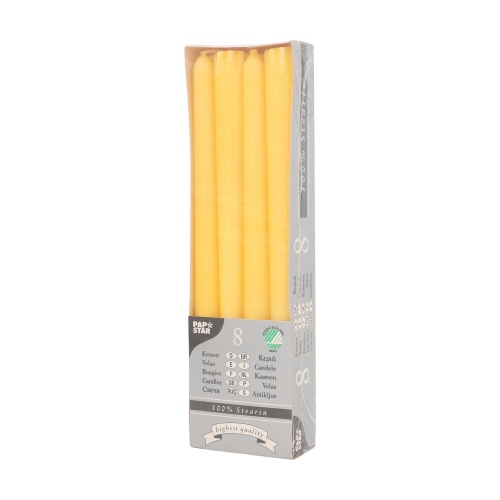 Leuchterkerzen Ø 2,2 cm · 25 cm gelb aus 100 % Stearin