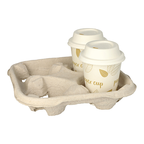 Tragetabletts, Pappe "To Go" 4,7 cm x 22,4 cm x 22,4 cm natur für 4 Becher