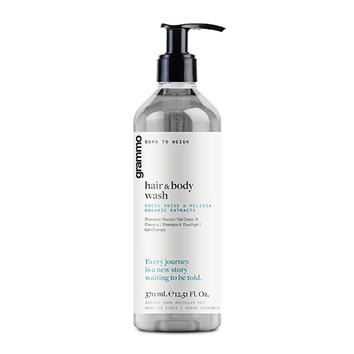 Haut- & Haarshampoo 370 ml "grammo" mit Extrakten von grünen Anis und Melisse im Pumpspender