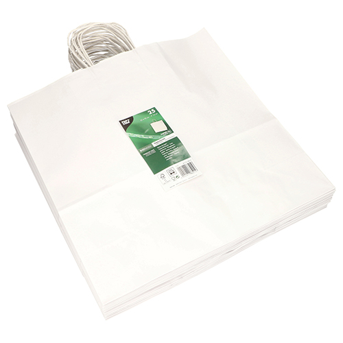 Tragetaschen, Papier 35 cm x 35 cm x 14 cm weiss mit gedrehtem Tragegriff