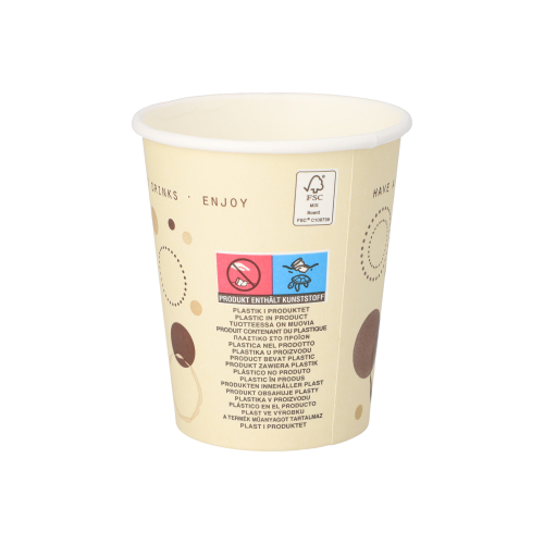 Trinkbecher, Pappe "To Go" 0,2 l Ø 8 cm · 9,2 cm "Coffee Rings"