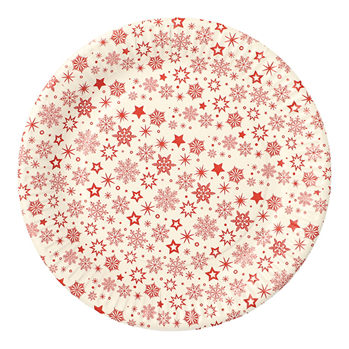 Teller, Pappe rund Ø 23 cm weiss "Snöflinga"