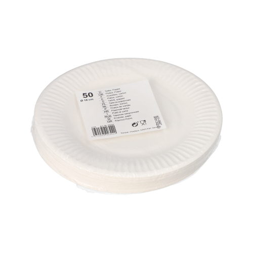 Teller, Pappe rund Ø 18 cm weiss