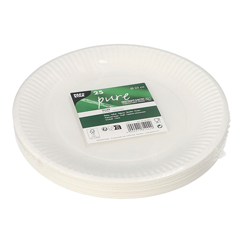 Teller, Pappe "pure" rund Ø 23 cm weiss