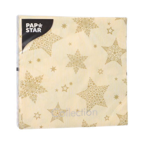 Servietten, 3-lagig 1/4-Falz 33 cm x 33 cm creme "Christmas Shine"