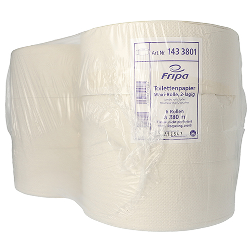 Rollen Toilettenpapier, 2-lagiges Tissue Ø 26 cm · 380 m x 10 cm weiss "Maxi Rollen"