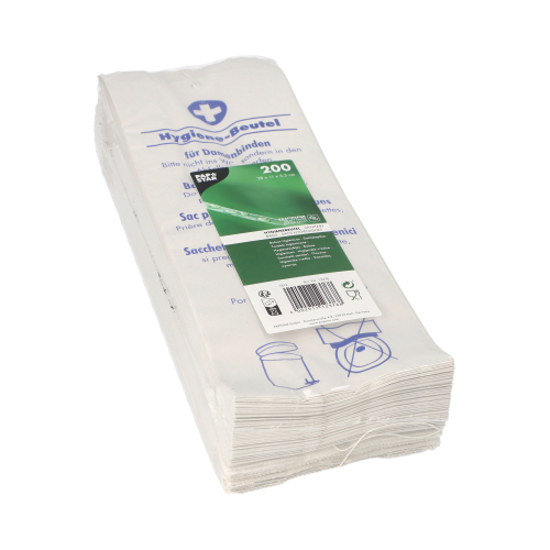 Hygienebeutel 28 cm x 11 cm x 5,5 cm weiss "bedruckt"