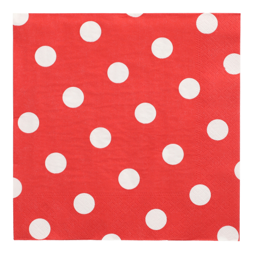 Servietten, 3-lagig 1/4-Falz 40 cm x 40 cm rot "Dots"