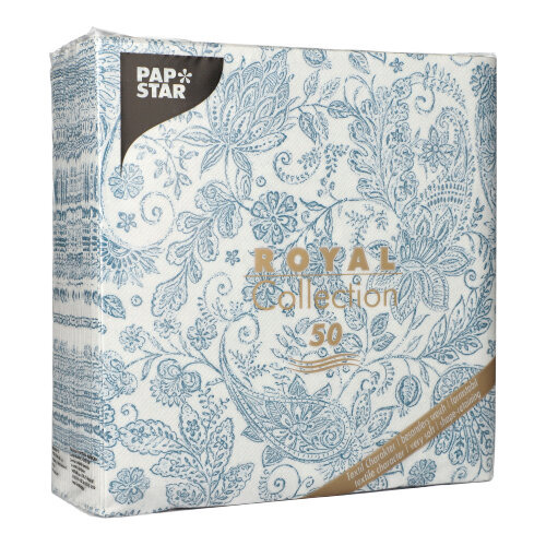 Servietten "ROYAL Collection" 1/4-Falz 40 cm x 40 cm blau "Paisley"