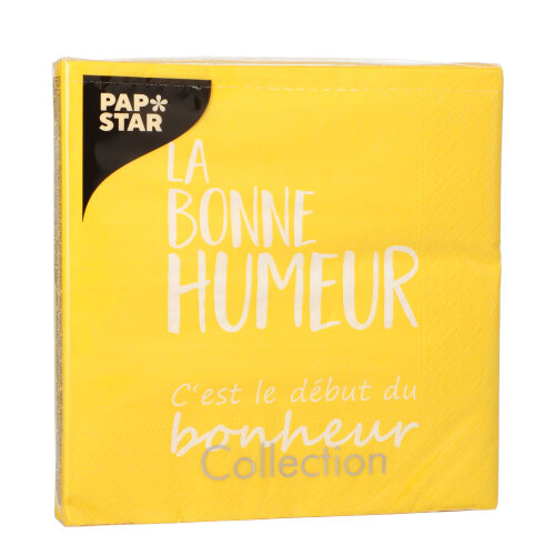 Servietten, 3-lagig 1/4-Falz 33 cm x 33 cm gelb "La Bonne Humeur"