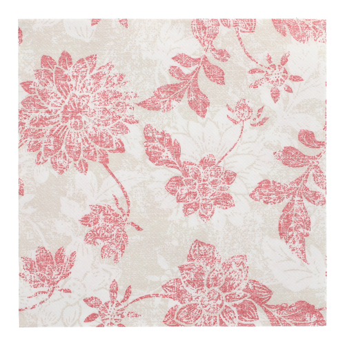 Servietten "ROYAL Collection" 1/4-Falz 40 cm x 40 cm bordeaux "Flowers"