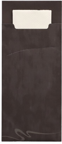 Bestecktaschen 20 cm x 8,5 cm schwarz inkl. weißer Serviette