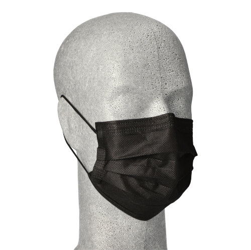 "Medi-Inn" Mundschutz Type II 3-lagig 9 cm x 17,5 cm schwarz mit Nasenbügel