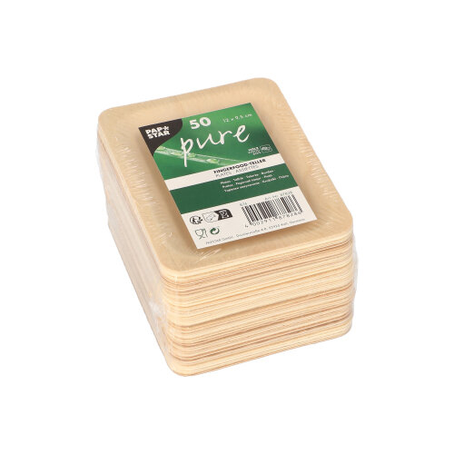 Fingerfood - Teller, Holz "pure" eckig 12 cm x 9,5 cm