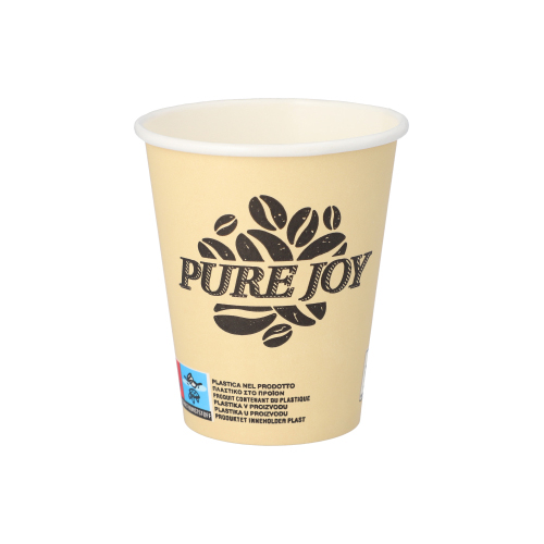 Trinkbecher, Pappe 0,2 l Ø 8 cm · 9,2 cm creme "Pure Joy"